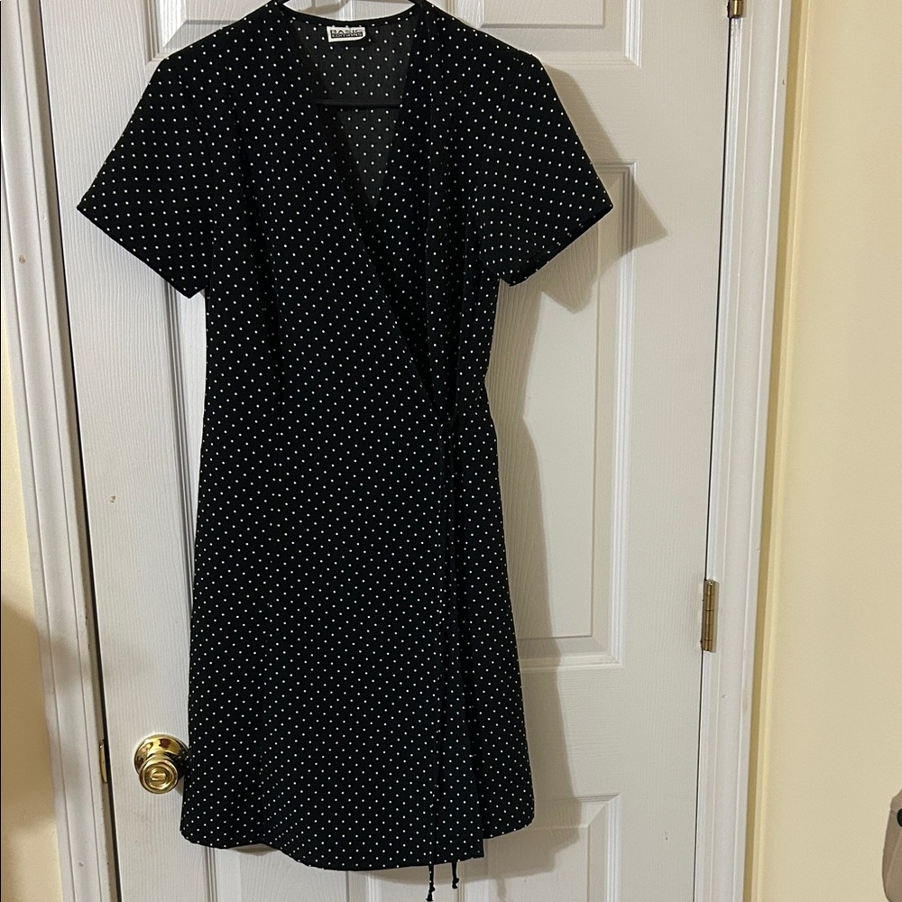 Old Navy Black and White Polka Dot Midi Dress